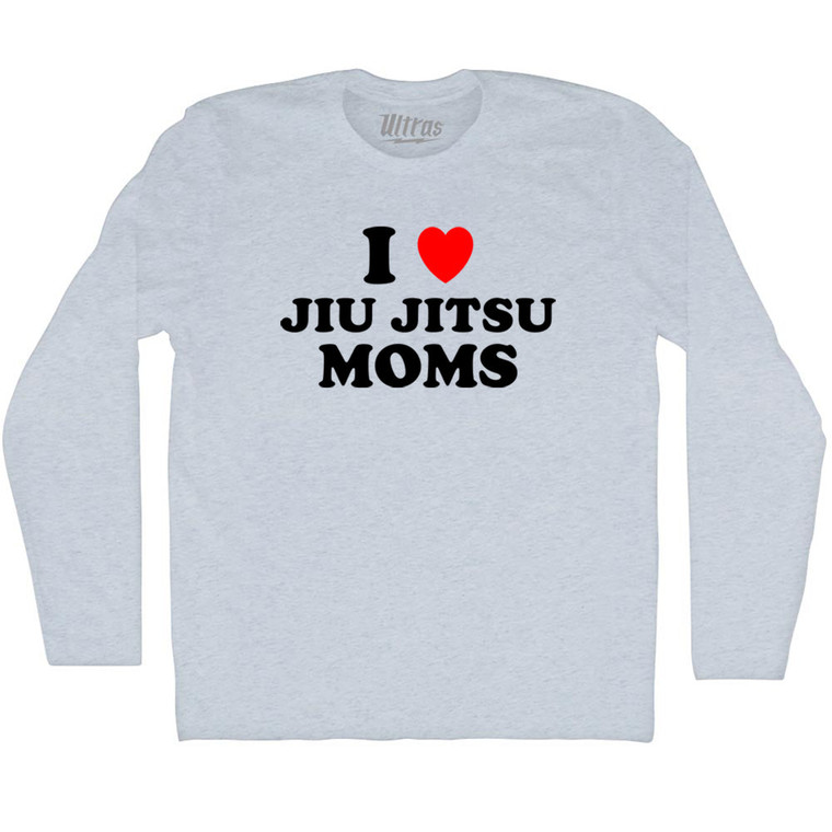 I Love Jiu Jitsu Moms Adult Tri-Blend Long Sleeve T-shirt - Athletic White
