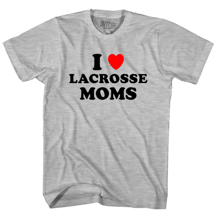 I Love Lacrosse Moms Youth Cotton T-shirt - Grey Heather