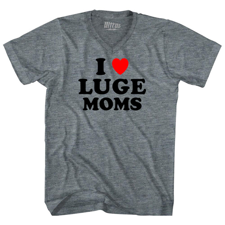 I Love Luge Moms Tri-Blend V-neck Womens Junior Cut T-shirt - Athletic Grey I Love Luge Moms Tri-Blend V-neck Womens Junior Cut T-shirt - Athletic Grey