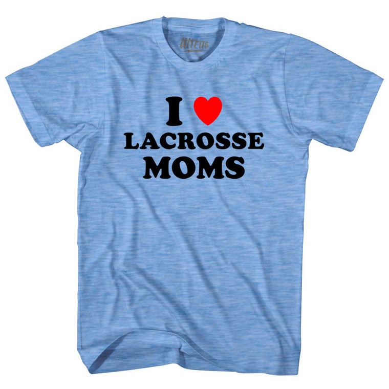 I Love Lacrosse Moms Adult Tri-Blend T-shirt - Athletic Blue