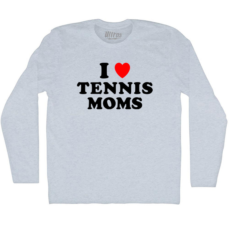 I Love Tennis Moms Adult Tri-Blend Long Sleeve T-shirt - Athletic White