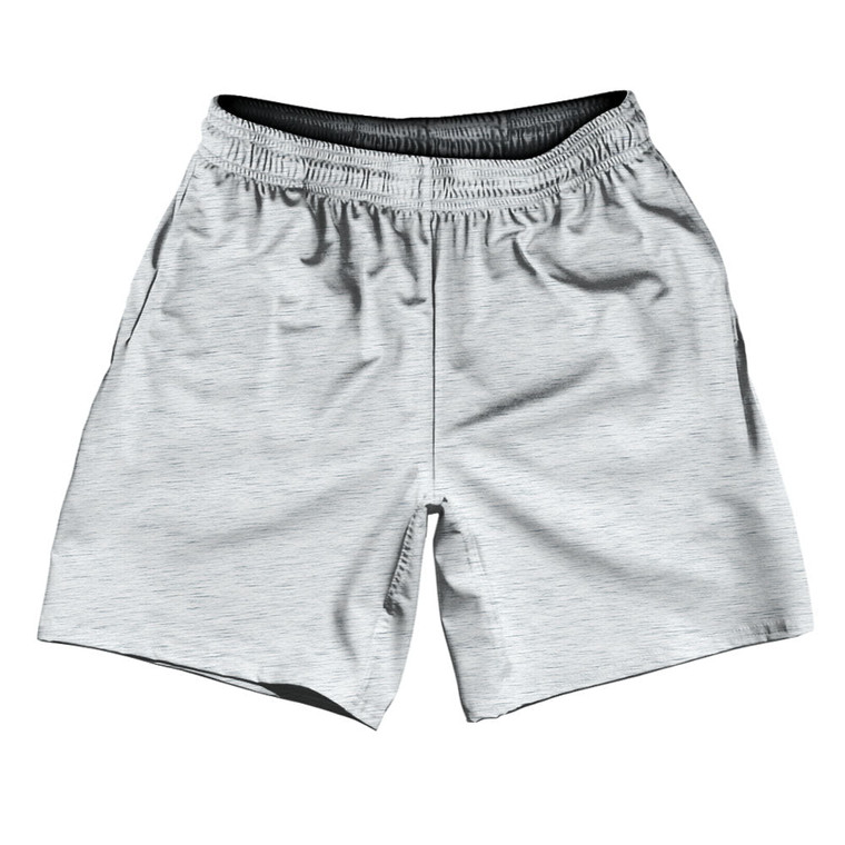 Heathered Athletic Running Fitness Exercise Shorts 7" Inseam Shorts Made In USA - Grey Light