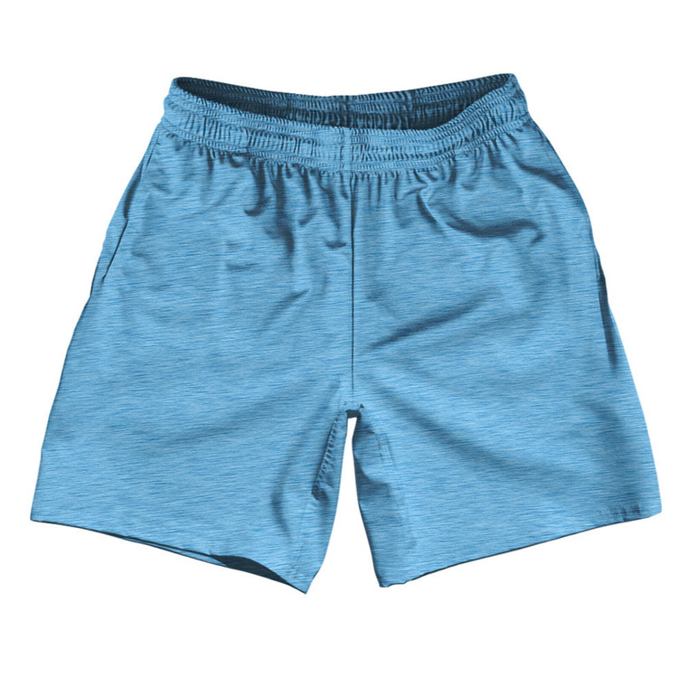 Heathered Soccer Shorts Made In USA - Blue Carolina