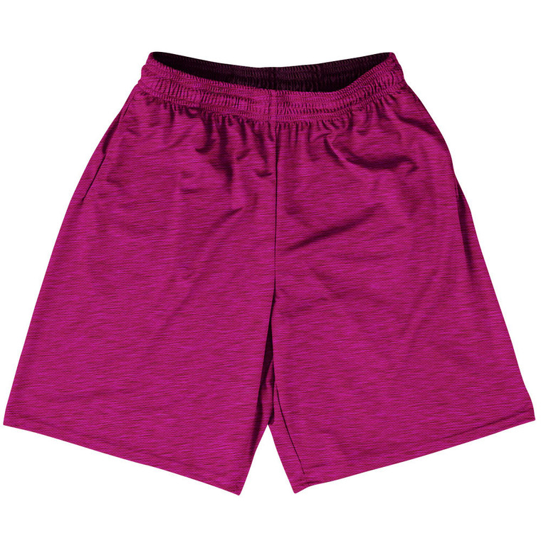 Heathered Basketball Practice Shorts Made In USA - Pink Fuschia