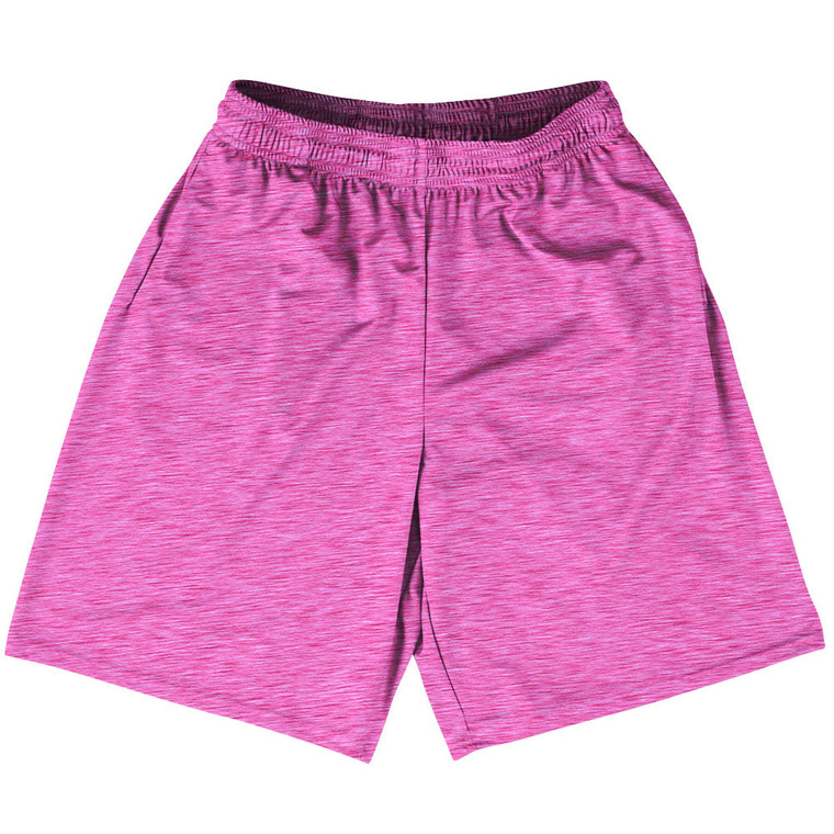 Heathered Lacrosse Shorts Made In USA - Hot Pink