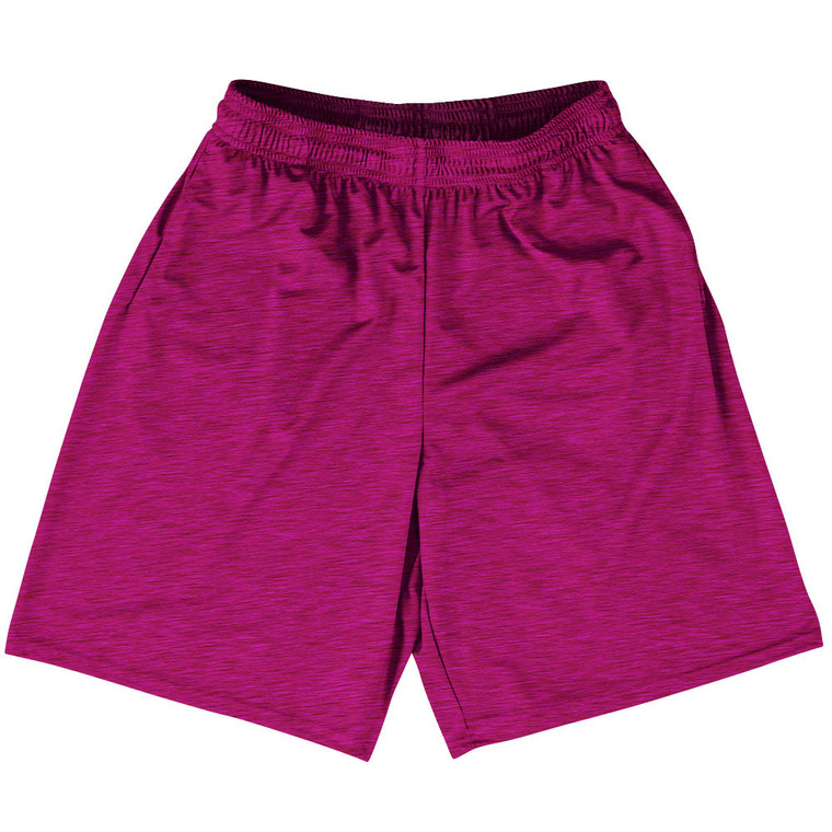 Heathered Lacrosse Shorts Made In USA - Pink Fuschia