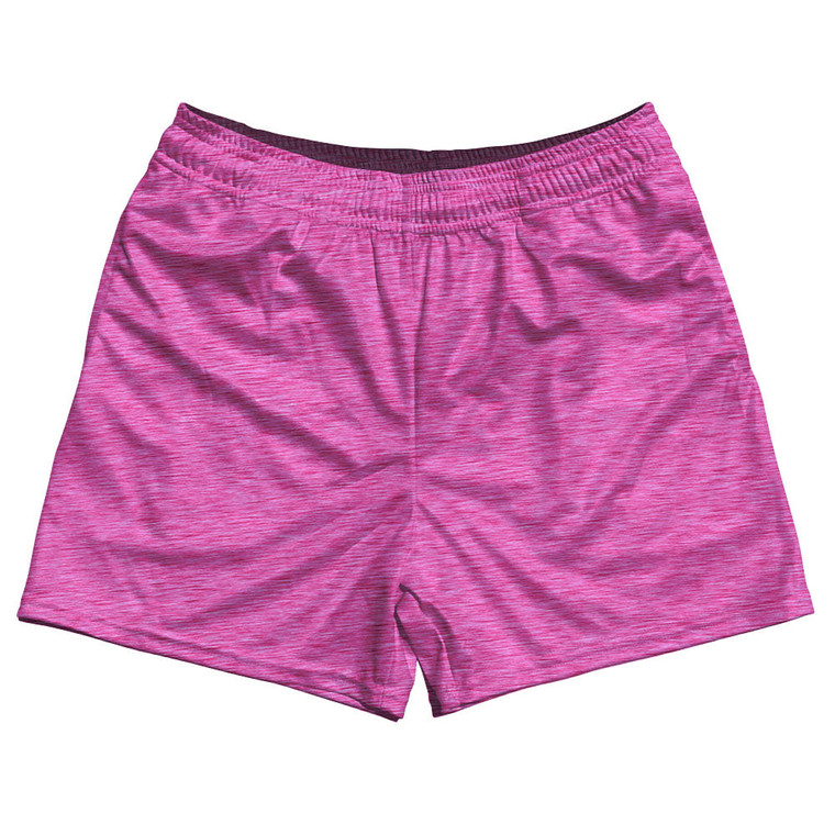 Heathered Rugby Shorts Made In USA - Hot Pink