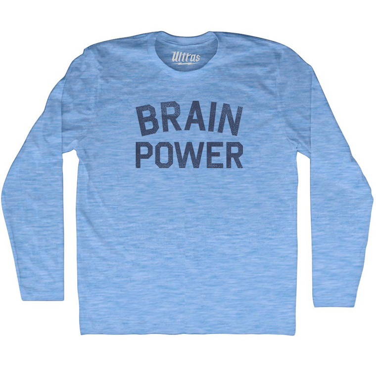 Brain Power Adult Tri-Blend Long Sleeve T-shirt - Athletic Blue