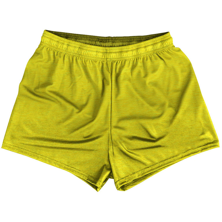 Heathered Womens & Girls Sport Shorts End Made In USA - Yellow Canary