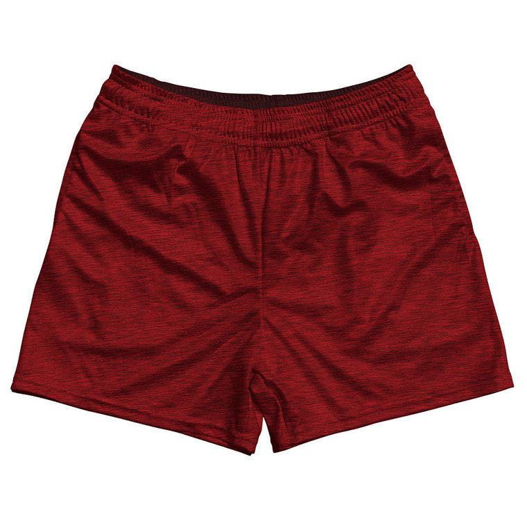 Heathered Rugby Shorts Made In USA - Red Dark
