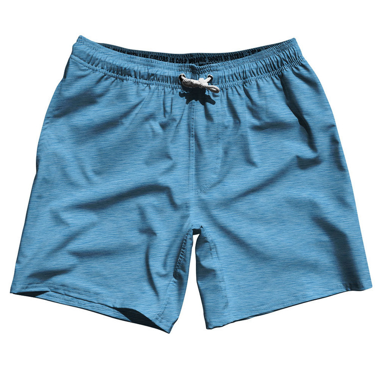 Heathered Swim Shorts 7" Made in USA - Blue Carolina