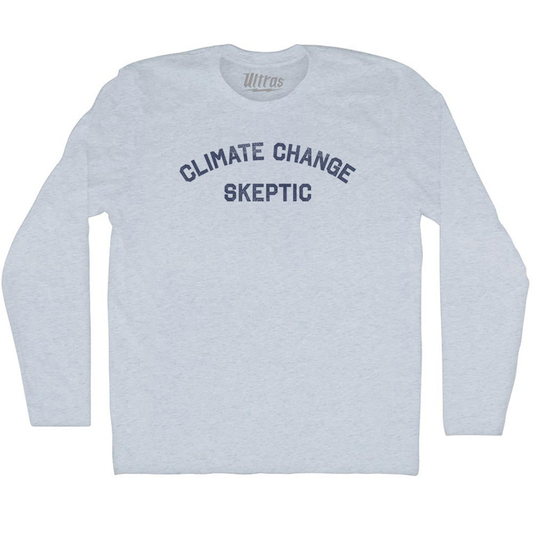 Climate Change Skeptic Adult Tri-Blend Long Sleeve T-shirt - Athletic White
