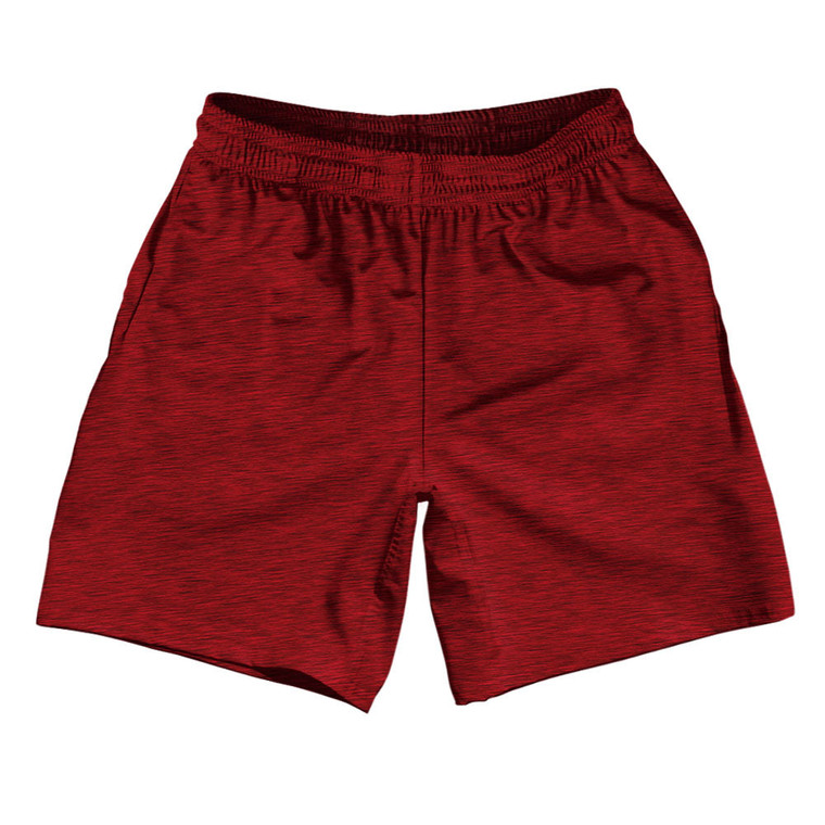 Heathered Soccer Shorts Made In USA - Red Dark