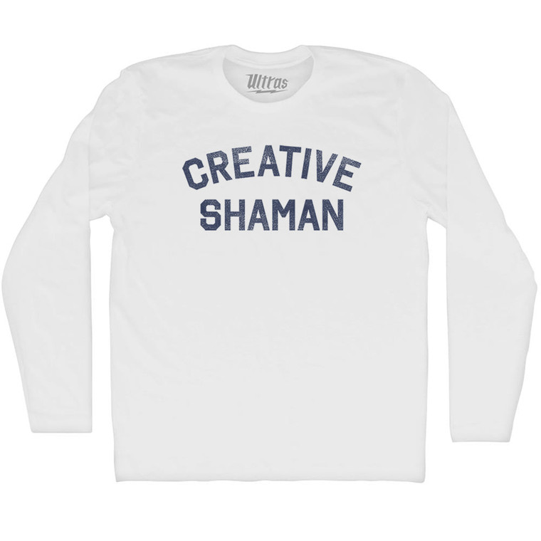 Creative Shaman Adult Cotton Long Sleeve T-shirt - White