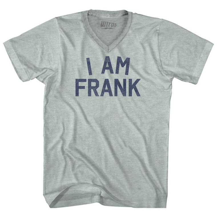 I Am Frank Adult Tri-Blend V-neck T-shirt - Athletic Cool Grey