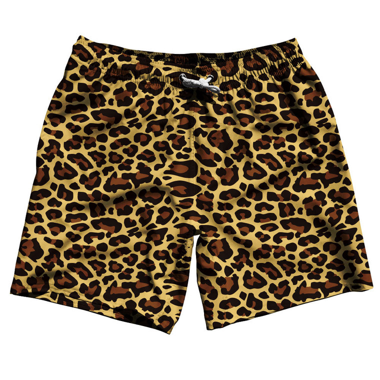 Cheetah Pattern Swim Shorts 7" Made in USA - Yellow