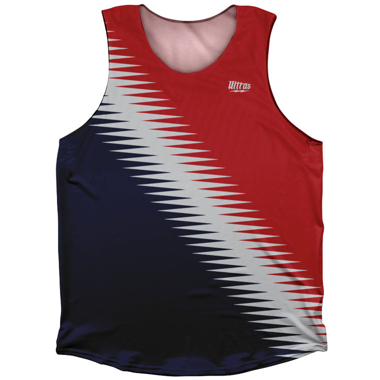 Lightning Fast Pattern Athletic Tank Top - Navy Grey Medium Red