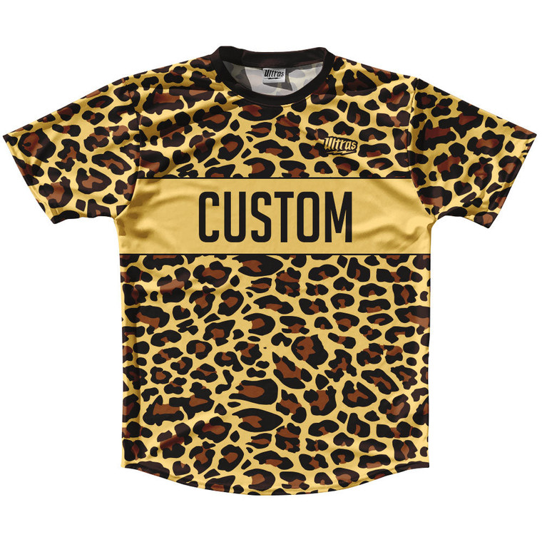 Cheetah Pattern Custom Running Shirt Track Cross Made In USA - Yellow