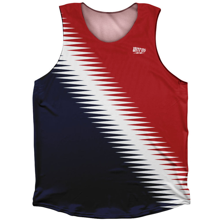 Lightning Fast Pattern Athletic Tank Top - Navy White Red