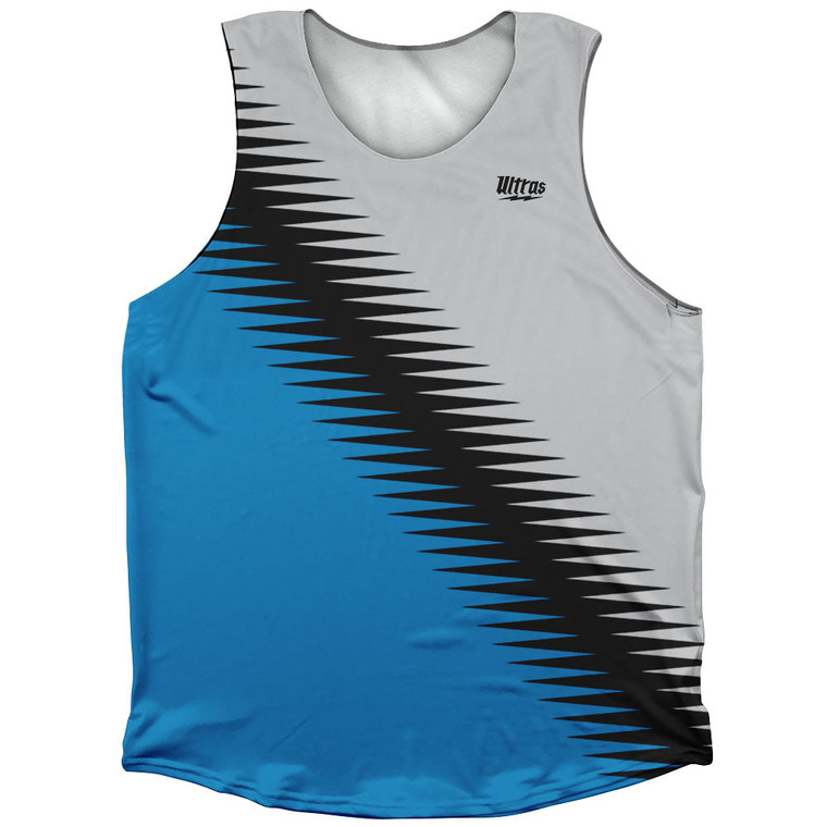 Lightning Fast Pattern Athletic Tank Top - Surf Blue Black Cool Grey Medium