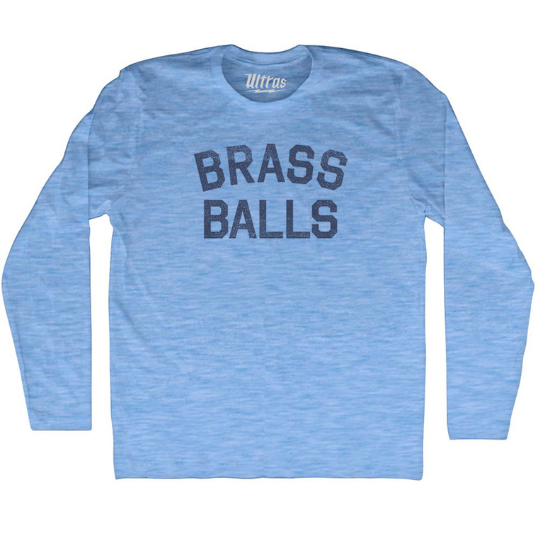 Brass Balls Adult Tri-Blend Long Sleeve T-shirt - Athletic Blue