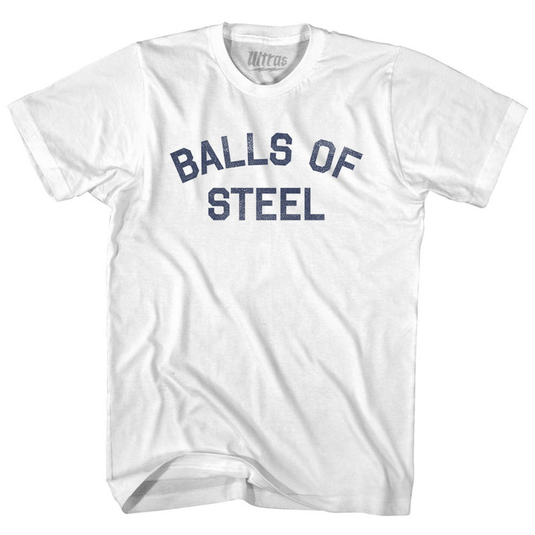 Balls of Steel Adult Cotton T-shirt - White