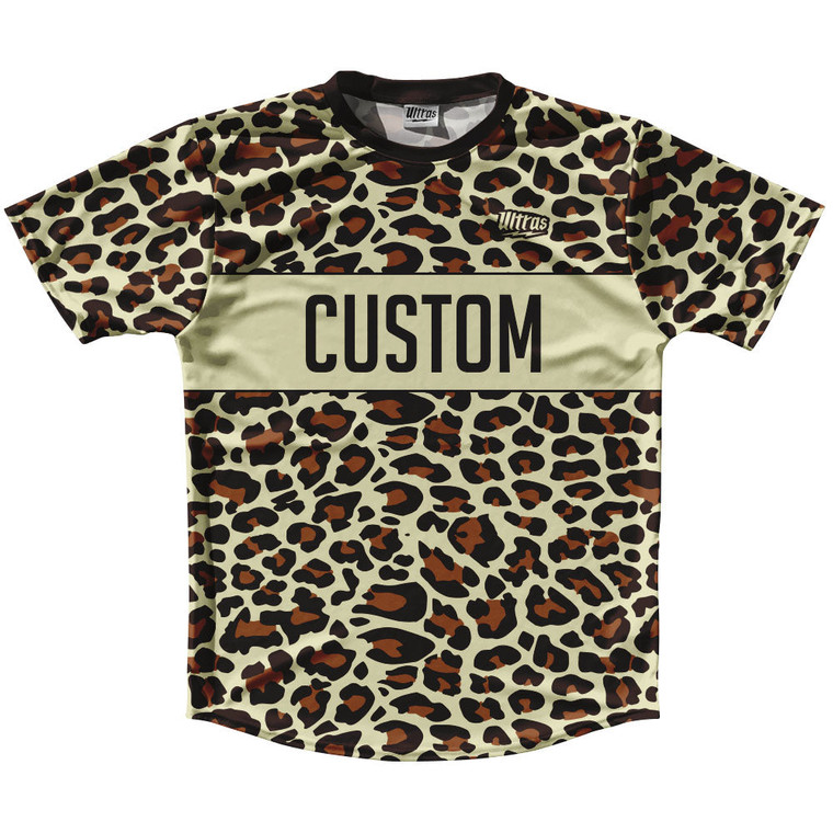 Cheetah Pattern Custom Running Shirt Track Cross Made In USA - Vegas Gold