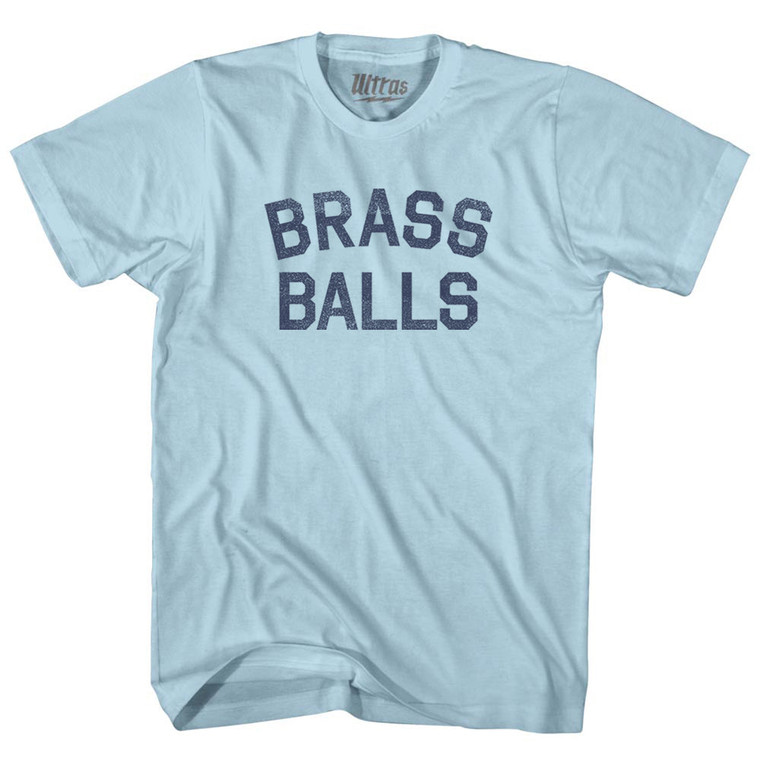 Brass Balls Adult Cotton T-shirt - Light Blue