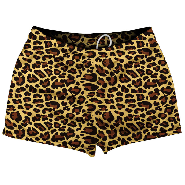 Cheetah Pattern Shorty Short Gym Shorts 2.5" Inseam Made In USA - Yellow