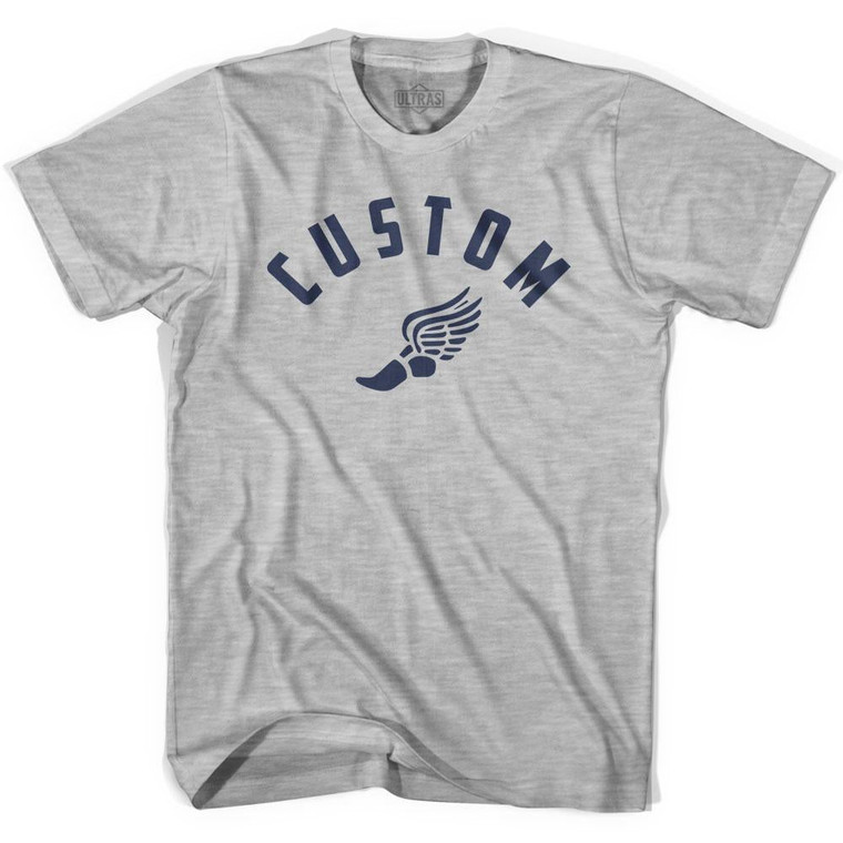 Custom Track City Winged Foot Adult Cotton T-shirt - Grey Heather