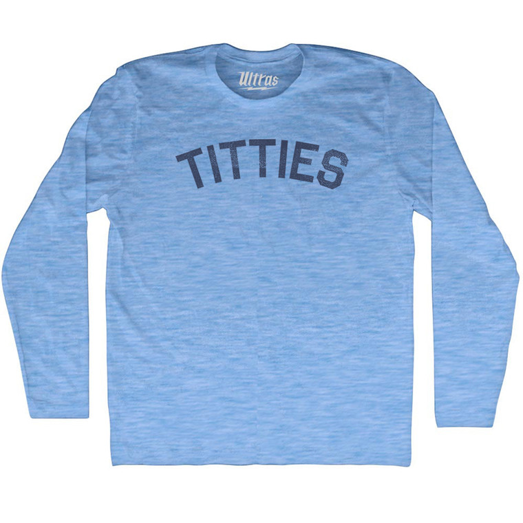 Titties Adult Tri-Blend Long Sleeve T-shirt - Athletic Blue