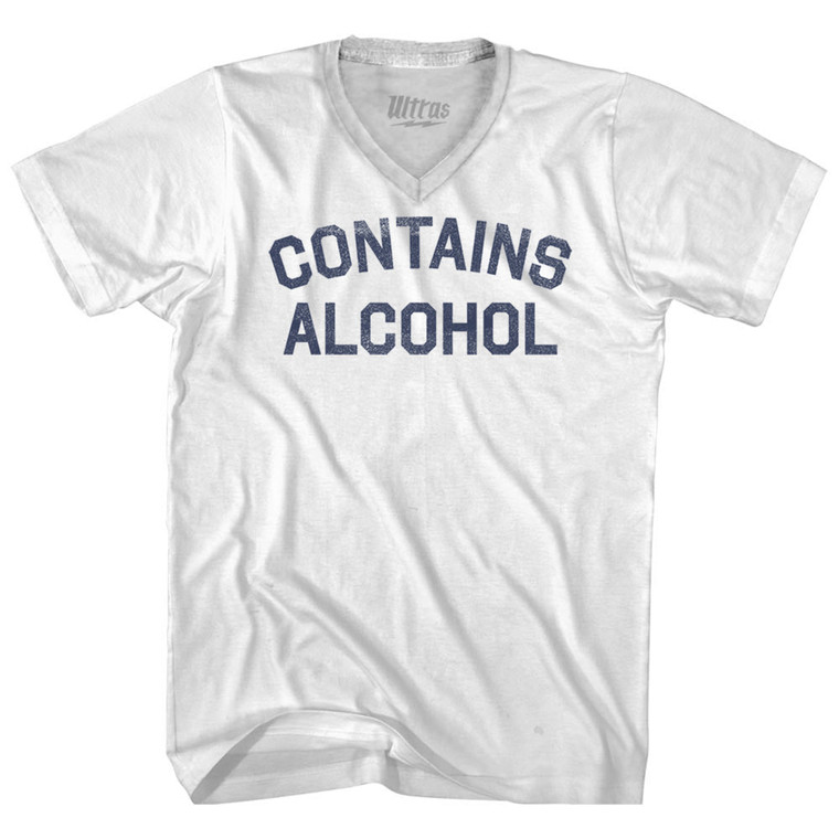 Contains Alcohol Adult Tri-Blend V-neck T-shirt - White