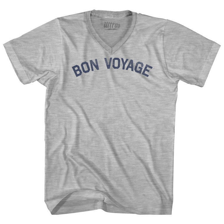 Bon Voyage Adult Cotton V-neck T-shirt - Grey Heather