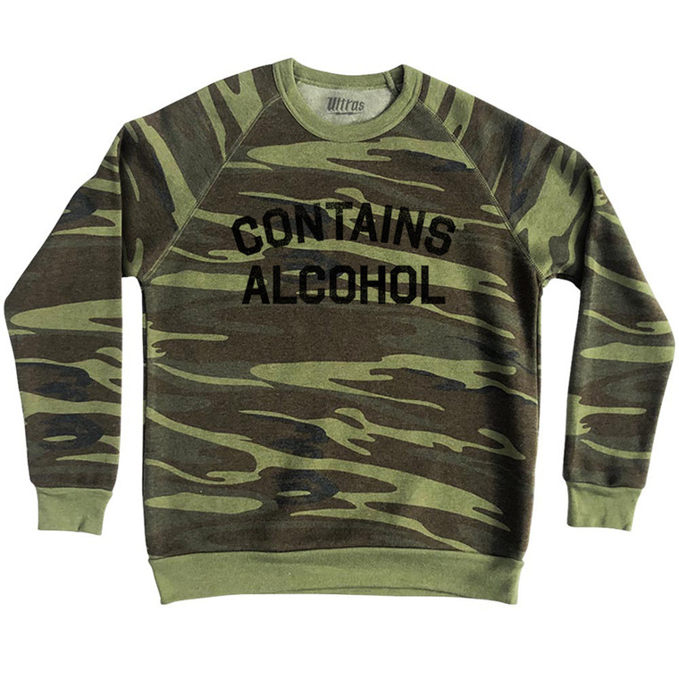Contains Alcohol Adult Tri-Blend Sweatshirt - Camo