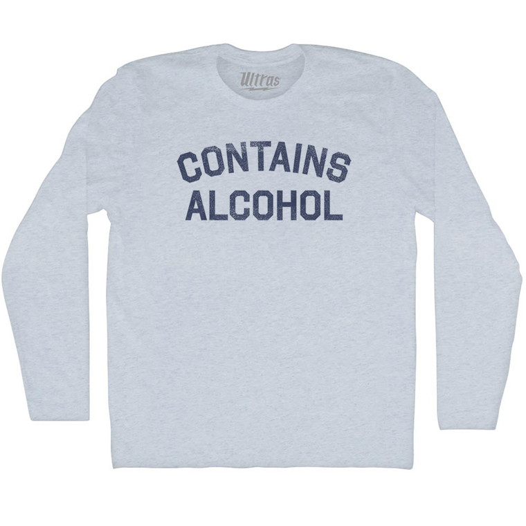 Contains Alcohol Adult Tri-Blend Long Sleeve T-shirt - Athletic White
