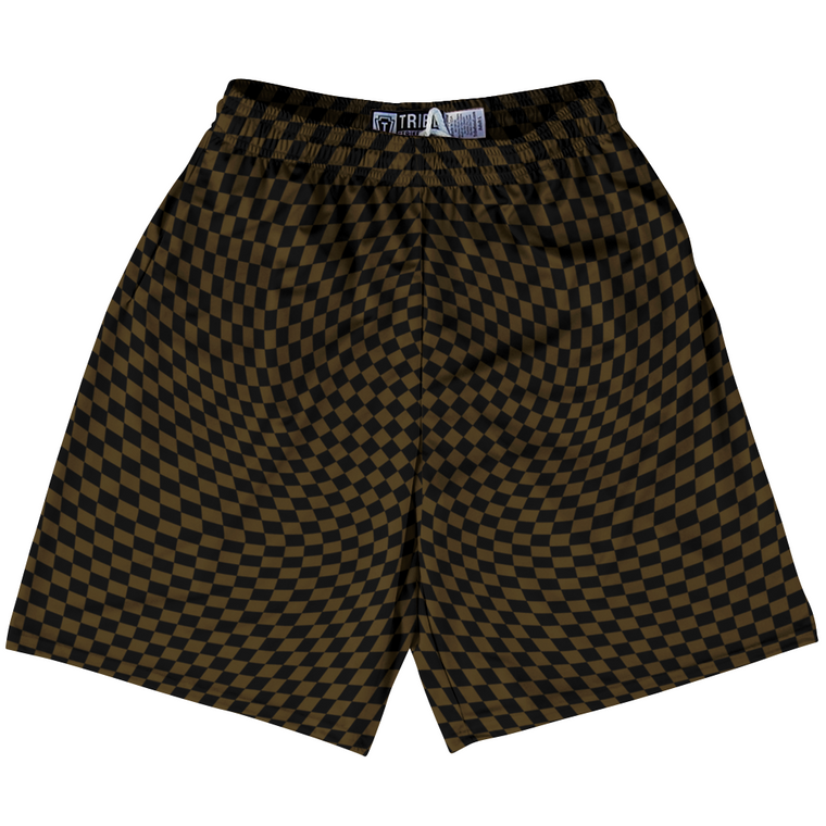 Warped Checkerboard Lacrosse Shorts Made In USA - Brown Dark And Black