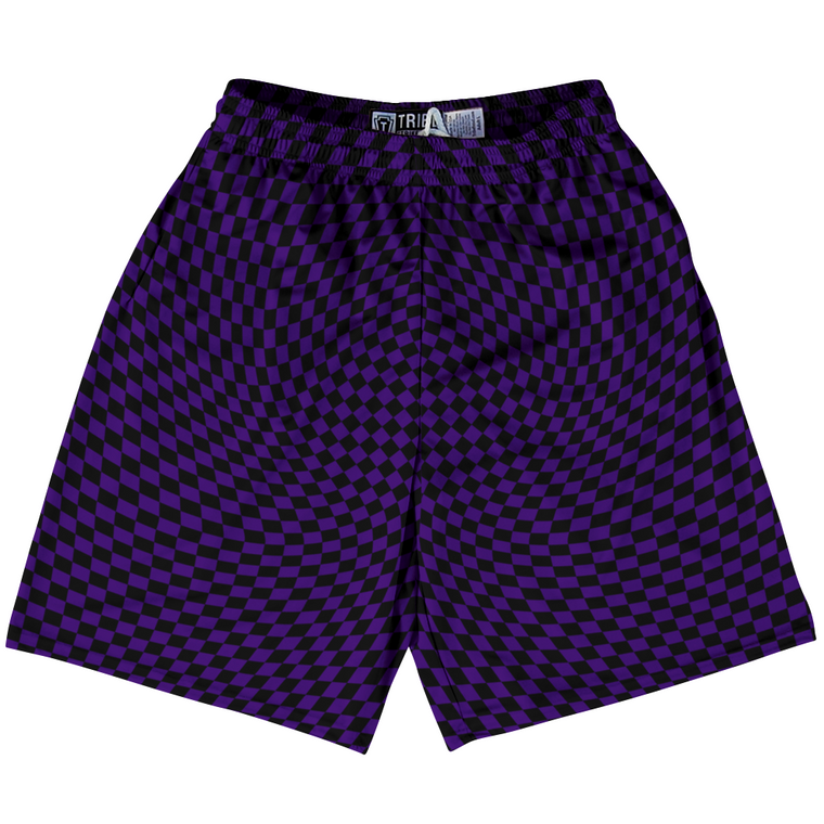 Warped Checkerboard Lacrosse Shorts Made In USA - Purple Lakers And Black