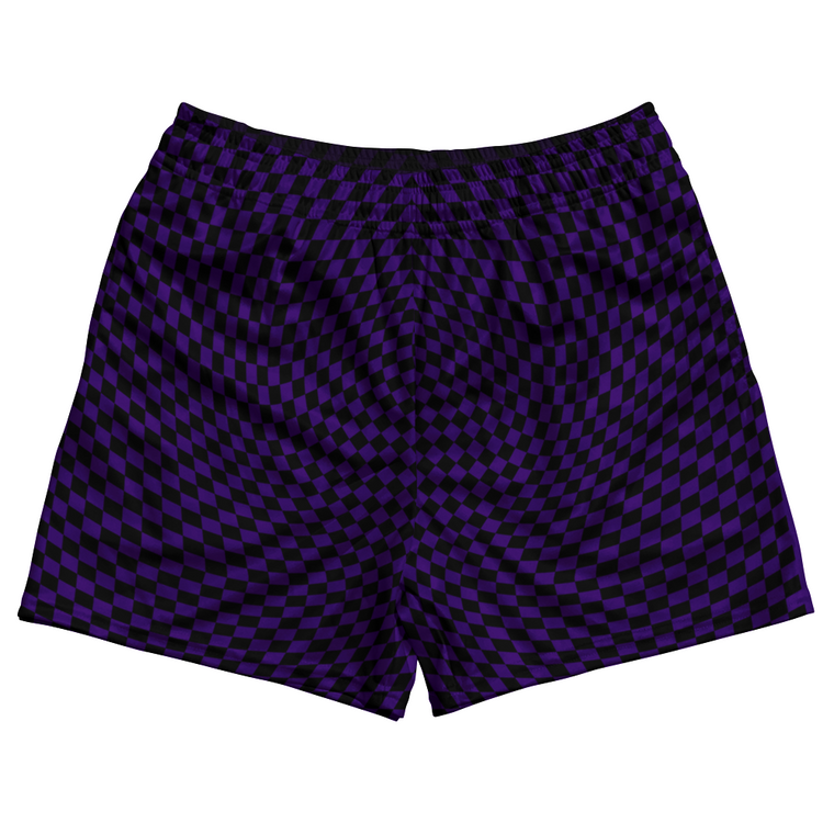 Warped Checkerboard Rugby Shorts Made In USA - Purple Lakers And Black