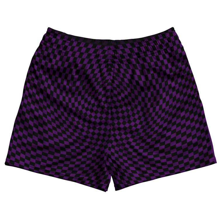 Warped Checkerboard Rugby Shorts Made In USA - Purple Medium And Black