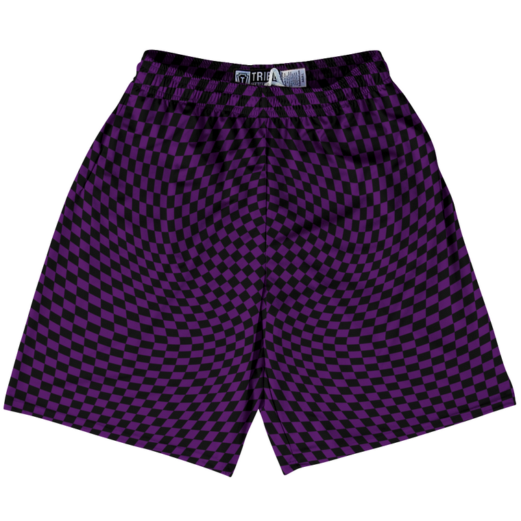 Warped Checkerboard Lacrosse Shorts Made In USA - Purple Medium And Black