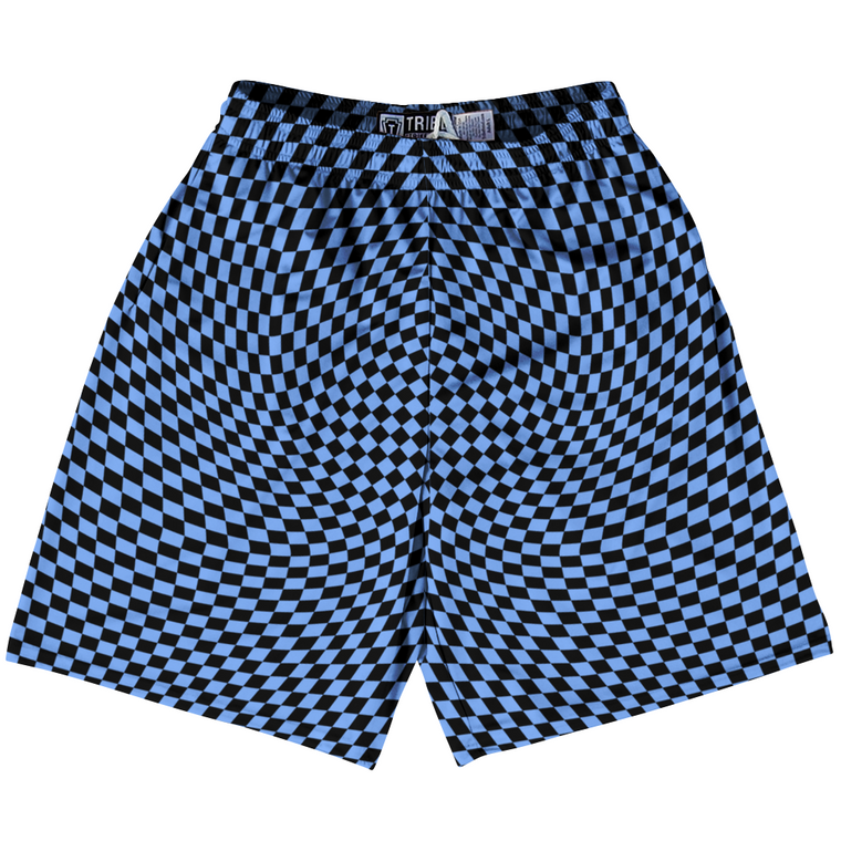 Warped Checkerboard Lacrosse Shorts Made In USA - Blue Carolina And Black