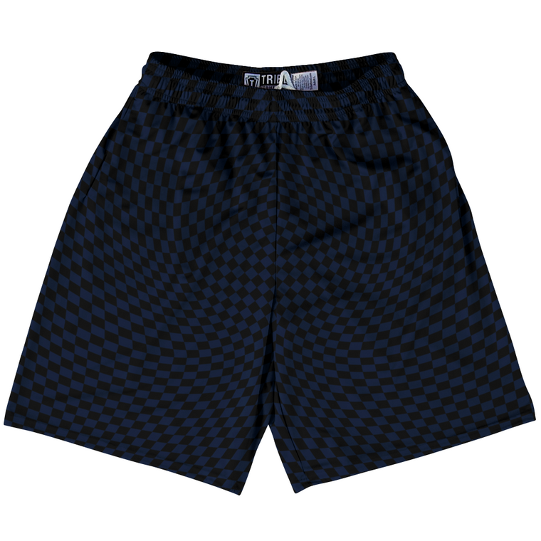 Warped Checkerboard Lacrosse Shorts Made In USA - Blue Navy And Black