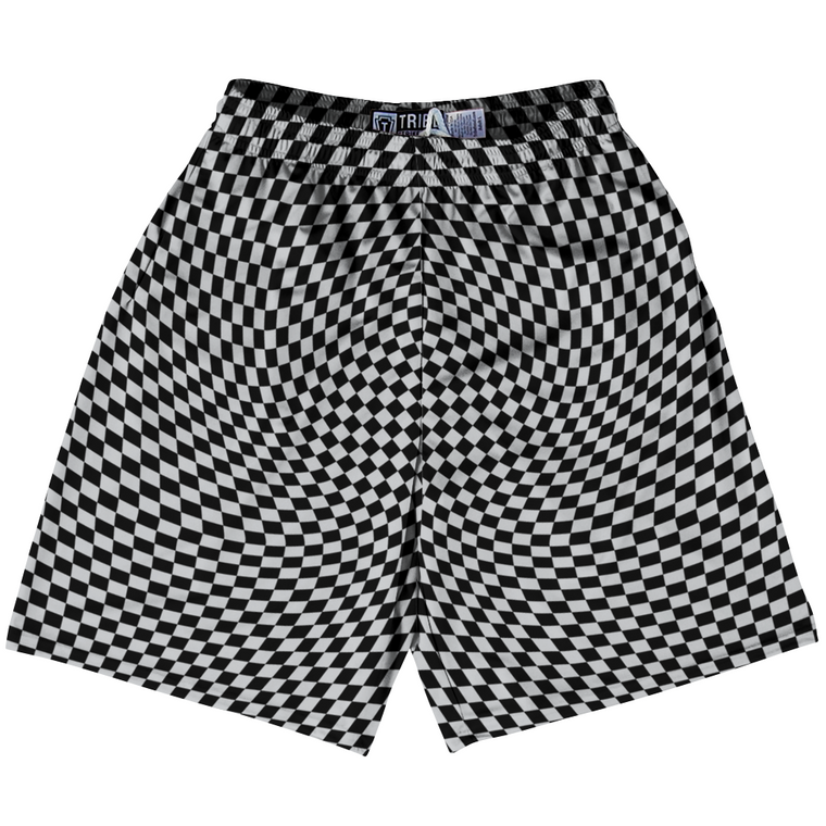 Warped Checkerboard Lacrosse Shorts Made In USA - Grey Medium And Black