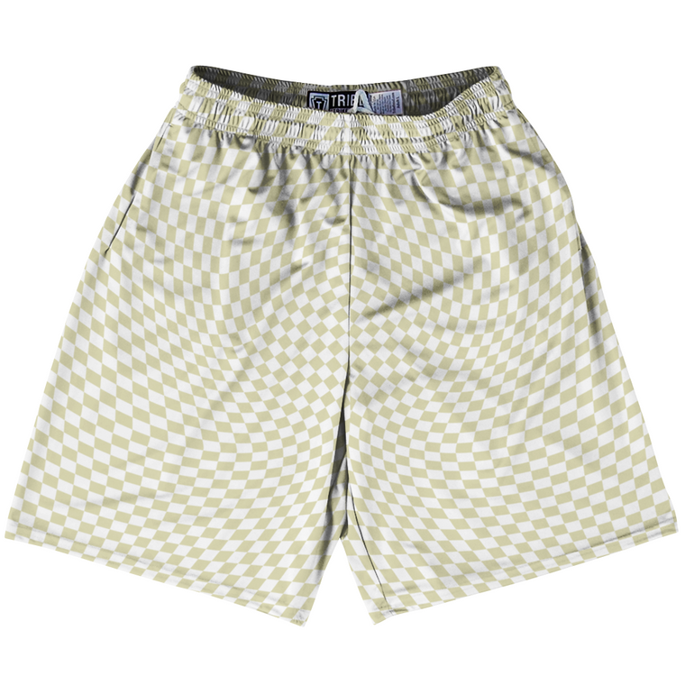 Warped Checkerboard Lacrosse Shorts Made In USA - Vegas Gold And White