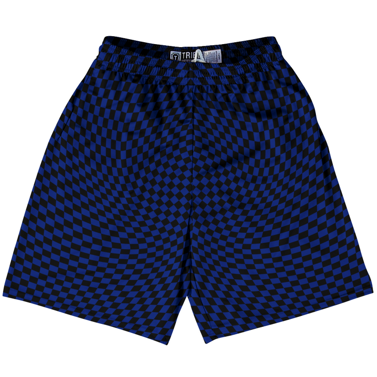 Warped Checkerboard Lacrosse Shorts Made In USA - Blue Royal And Black