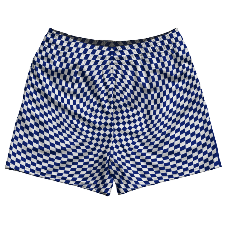 Warped Checkerboard Rugby Shorts Made In USA - Blue Royal And White