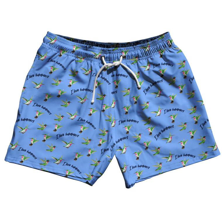 Hummingbirds I LOVE HUMMERS 5" Swim Shorts Made in USA - Carolina Blue