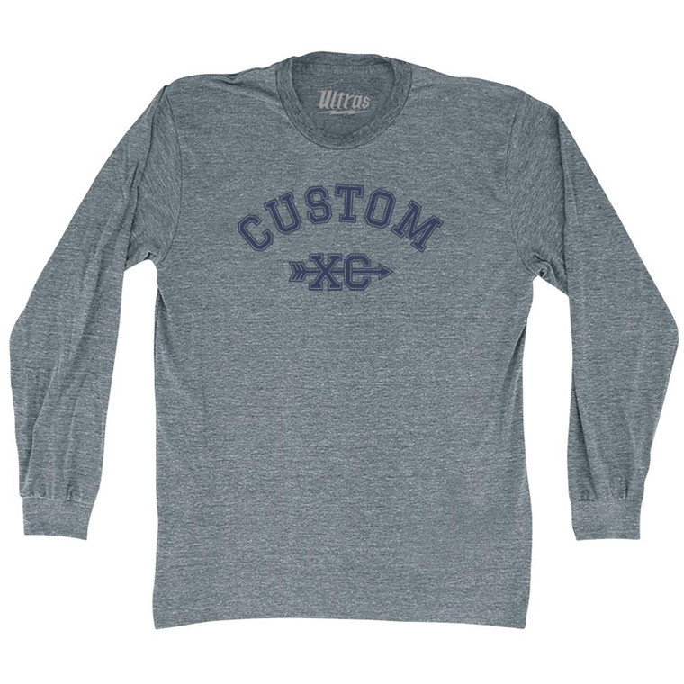 Custom Cross Country XC Adult Tri-Blend Long Sleeve T-shirt - Athletic Grey
