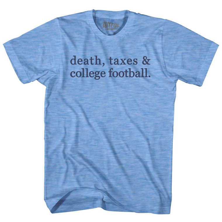 Death, Taxes & College Football Adult Tri-Blend T-shirt - Athletic Blue