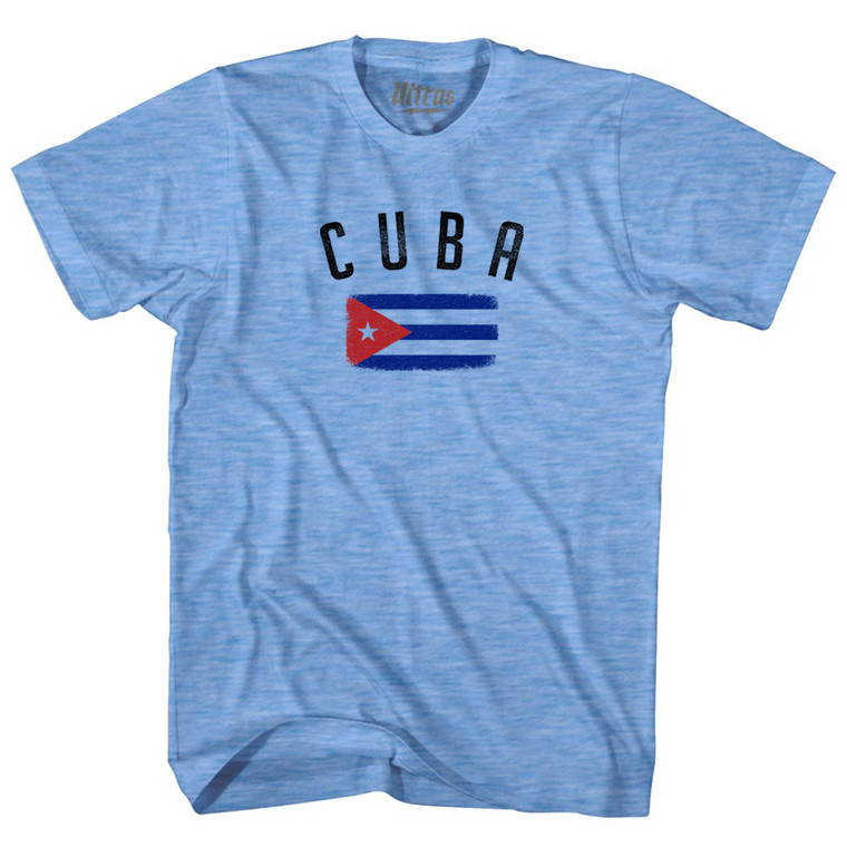Cuba Country Flag Heritage Adult Tri-Blend T-shirt - Athletic Blue